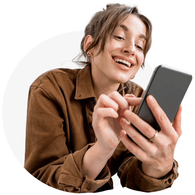 woman with brown jacket on