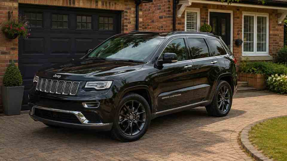 Black Jeep Grand Cherokee parked on a drive