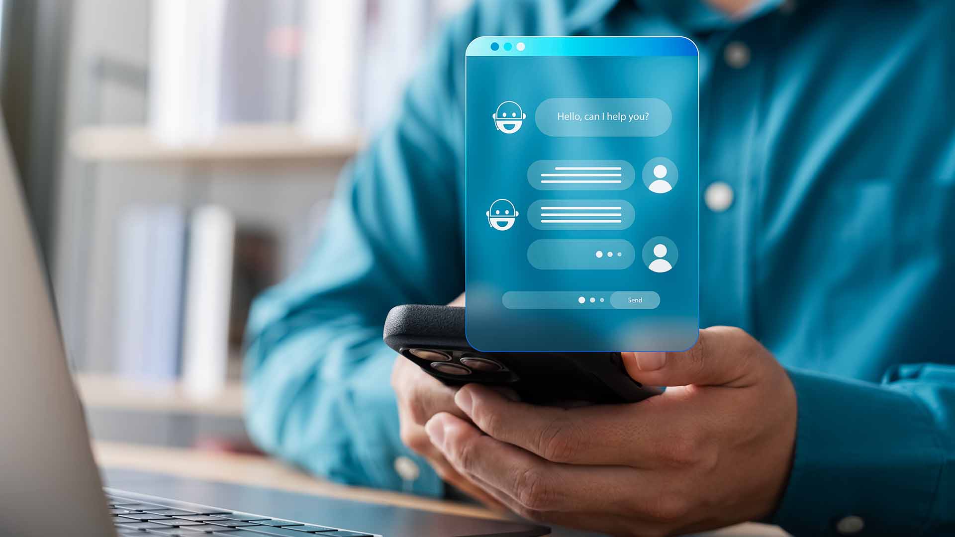 Blue Shirt Man Texting ?? 