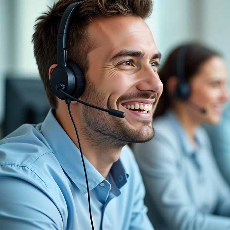 Male Agent On Phone Laughing