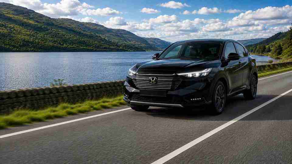 Black Honda HR V Driving Past A Lake