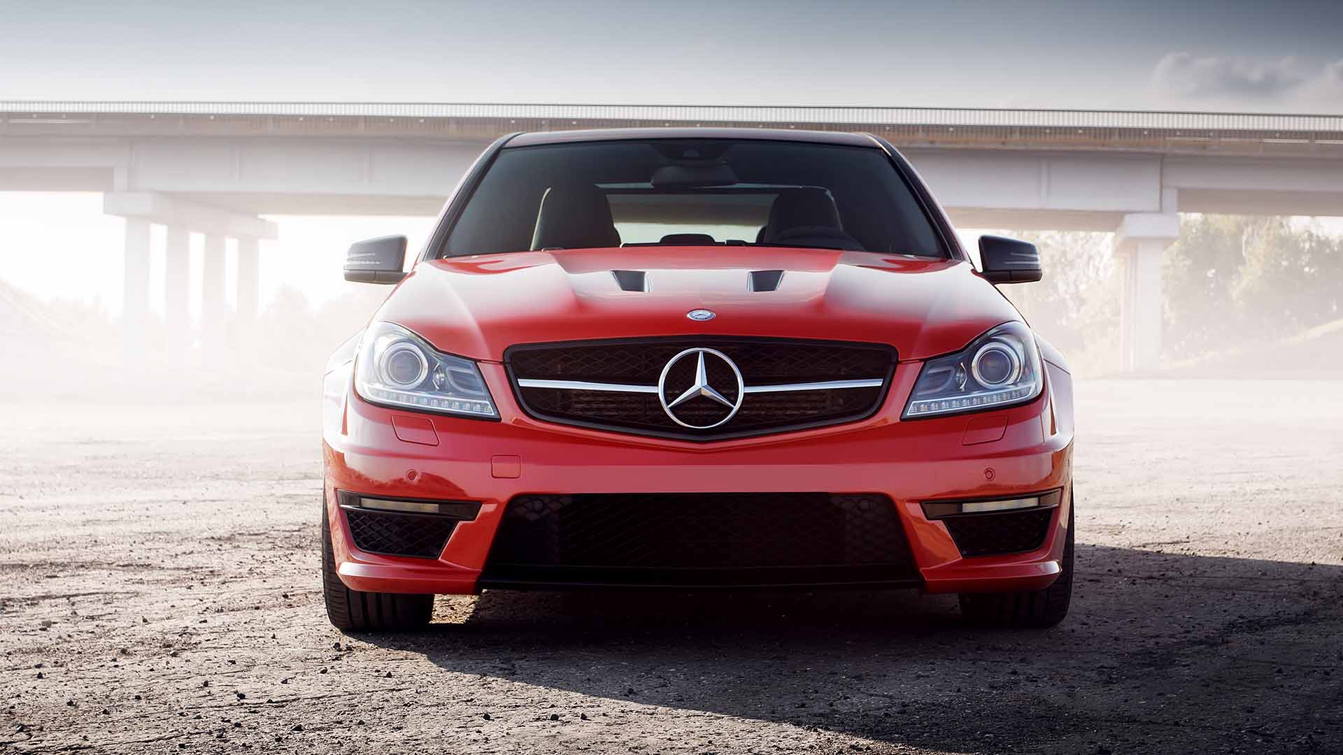 Front Facing Red Mercedes
